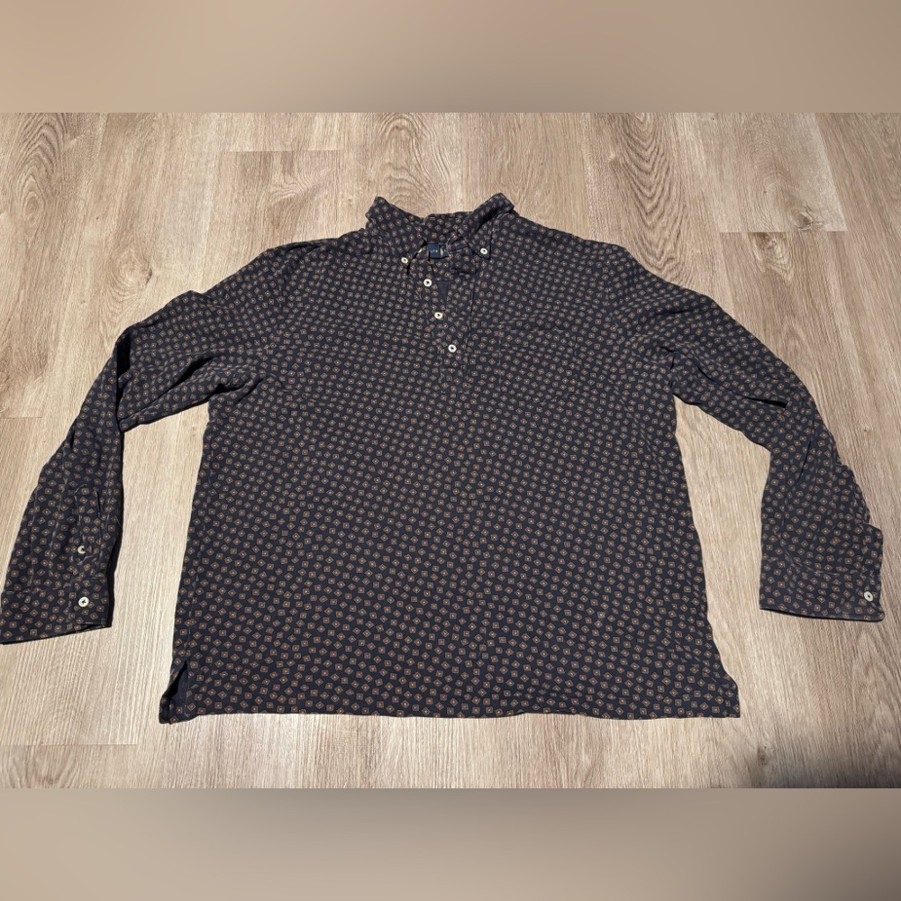 Polo Ralph Lauren Shirt Men Size XL Long Sleeve Polo Geometric Print
